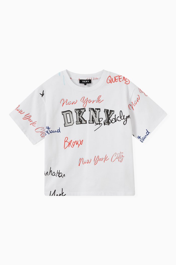 

Sequinned Logo-Print T-Shirt in Cotton, White