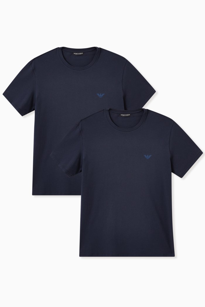 

Basic T-Shirts in Cotton Jersey, Set of Two, Blue