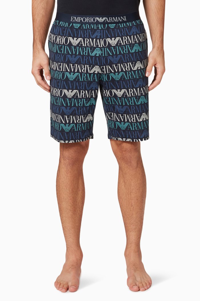 

Logo Bermuda Shorts in Cotton Knit, Blue