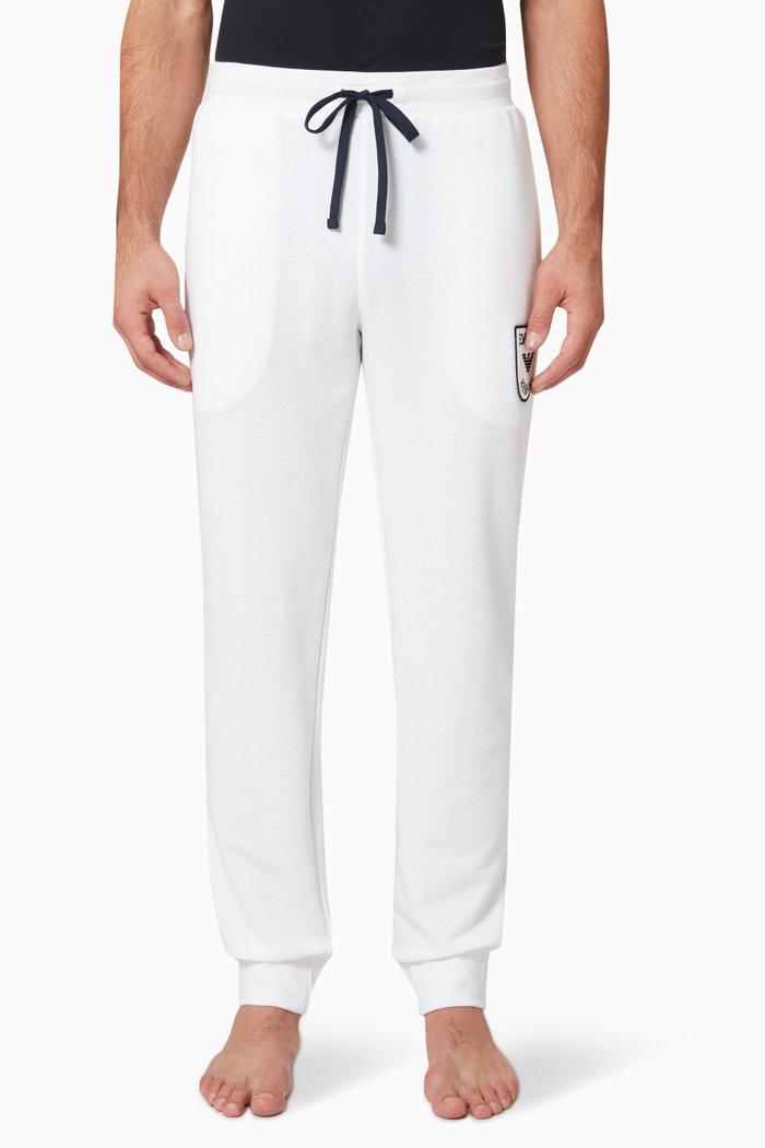 

Contrast Logo Joggers in Cotton Knit, White