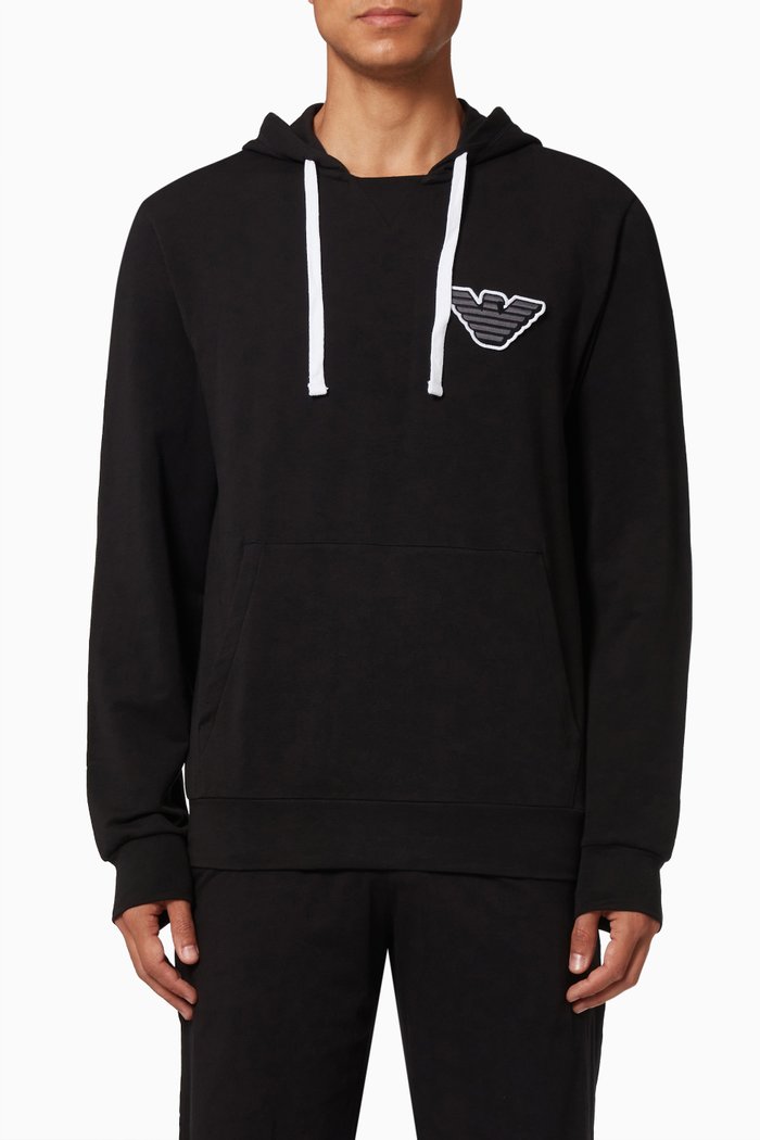 

Hooded Sweatshirt in Cotton, Black