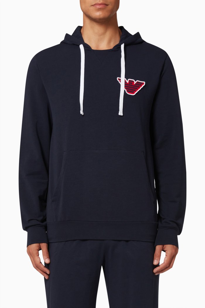 

Hooded Sweatshirt in Cotton, Blue