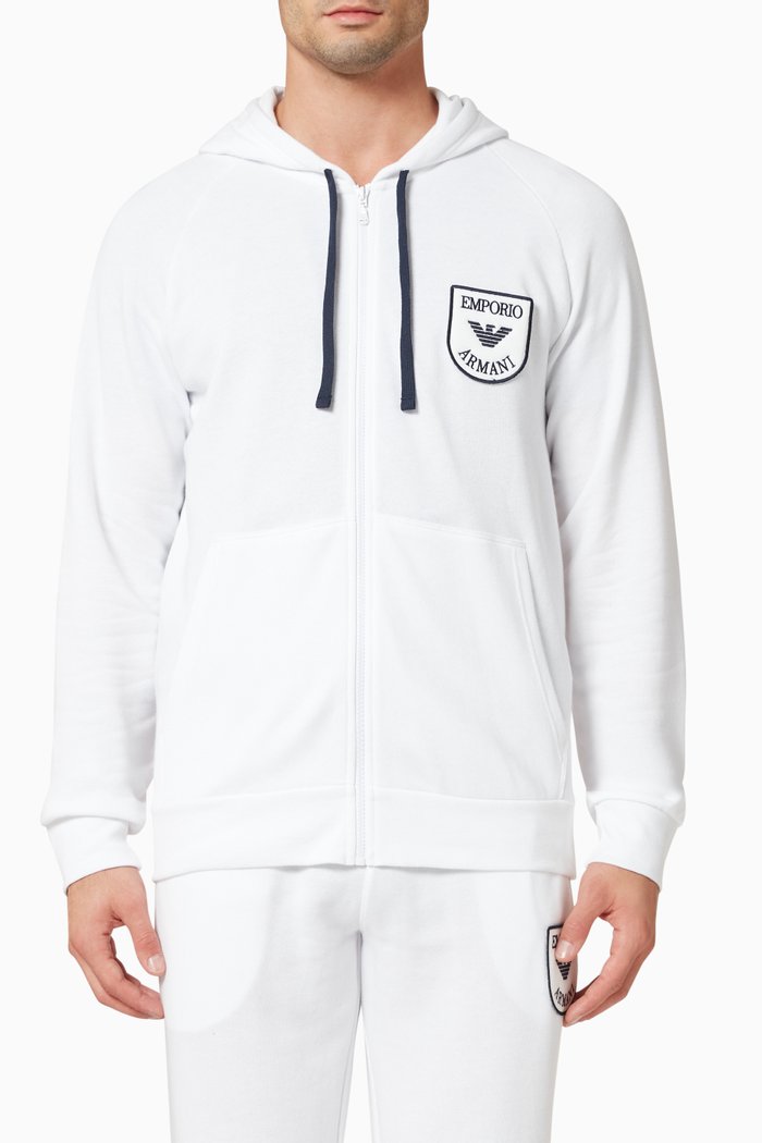 

EA Logo Patch Sweatshirt in Cotton Jersey, White