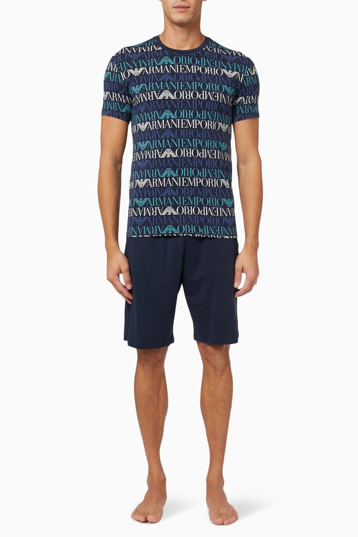 

EA Logo Pyjamas Set in Cotton Jersey, Blue