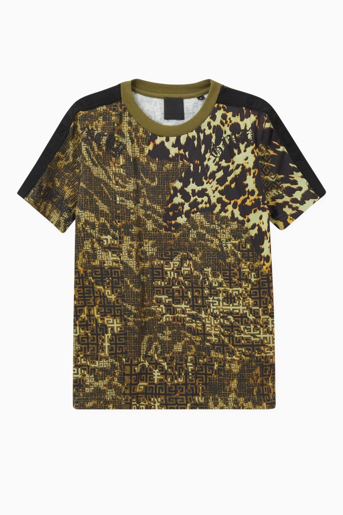

4G Motif Camouflage T-Shirt in Jersey, Green
