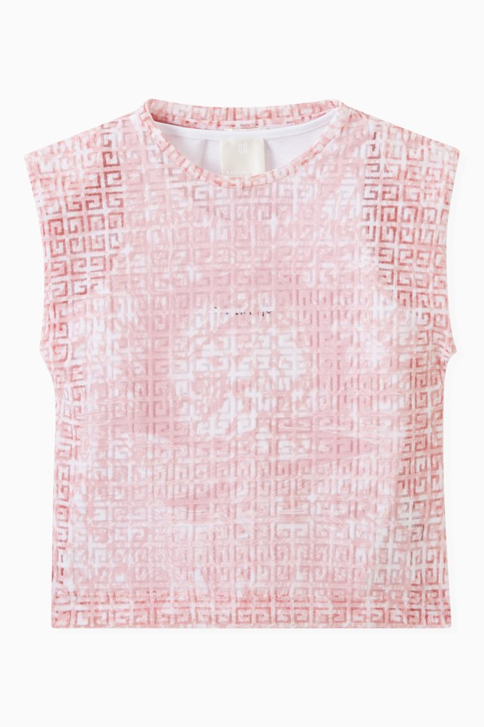 

4G Logo Motif Top in Cotton Blend, Pink