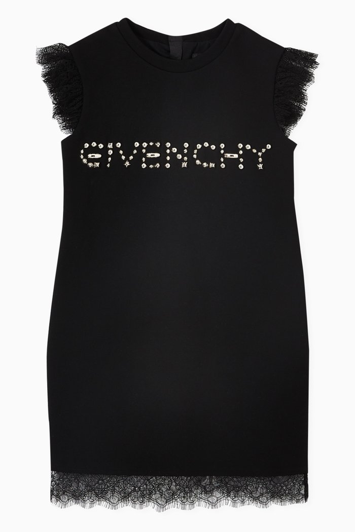 

Crystal Logo Dress in Viscose, Black