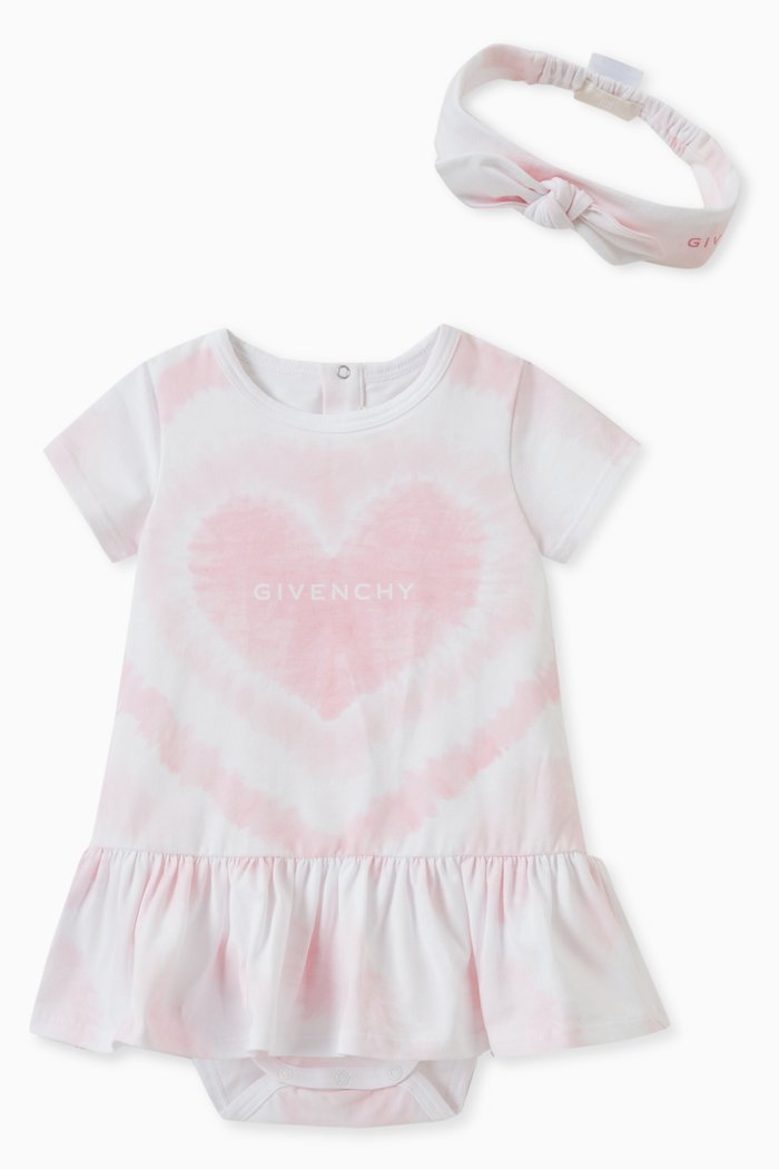 

Heart Print Dress & Headband Set in Cotton, Pink