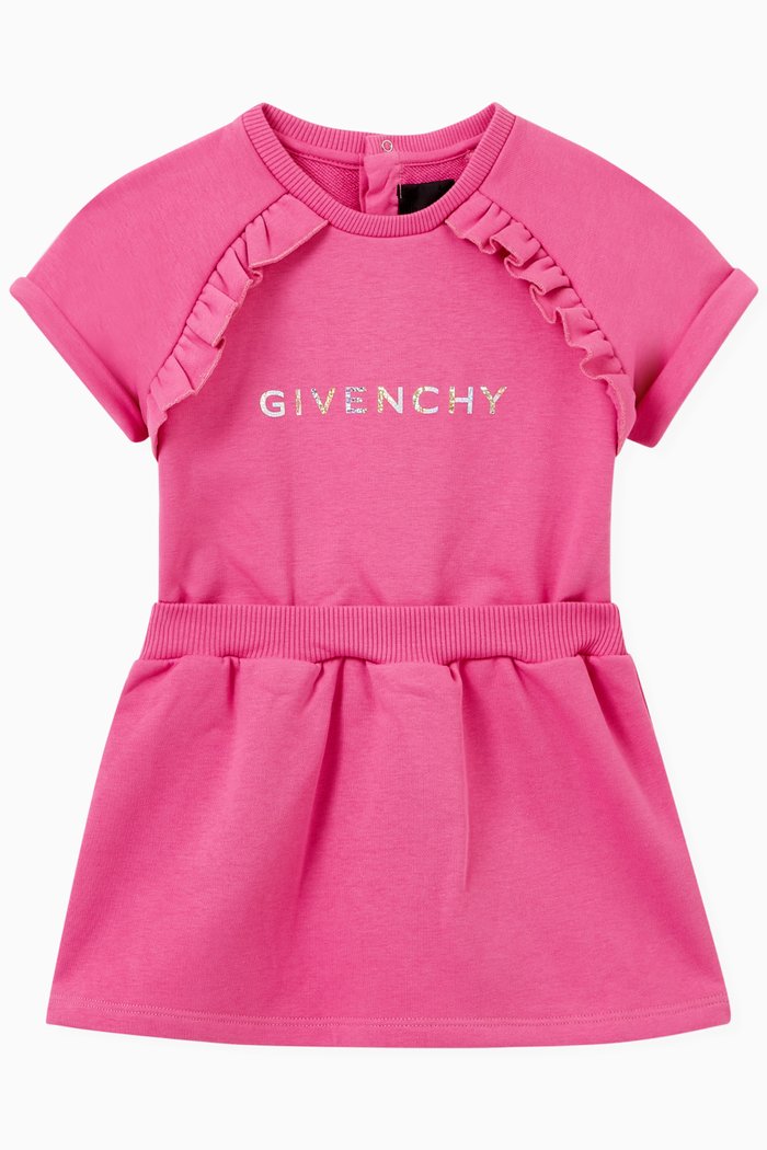Logo Print Dress in Jersey, Pink