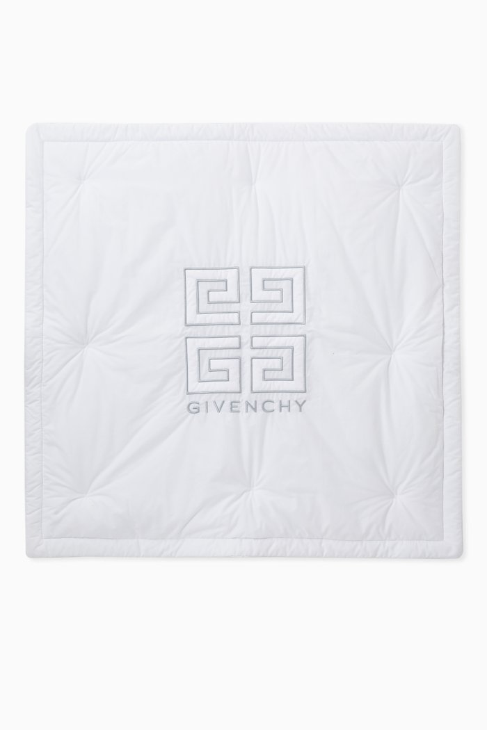 Logo Print Baby Blanket in Cotton, White