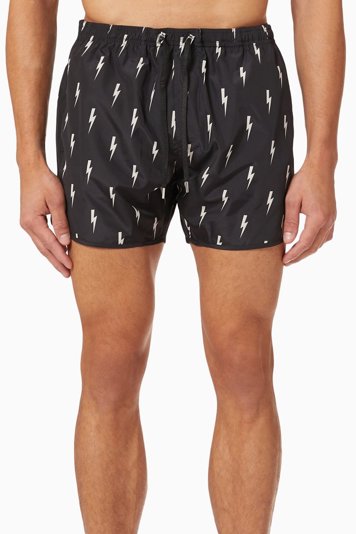 

Iconic Thunderbolt Swim Shorts in Nylon, Black