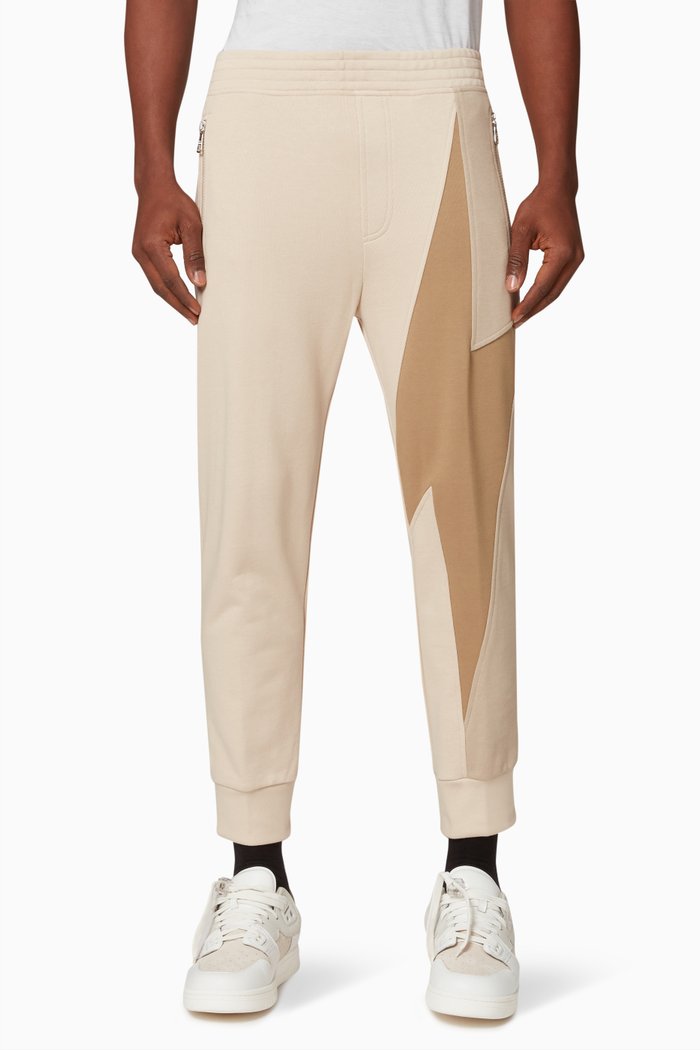 

Tri-colour Thunderbolt Sweatpants in Cotton, Neutral