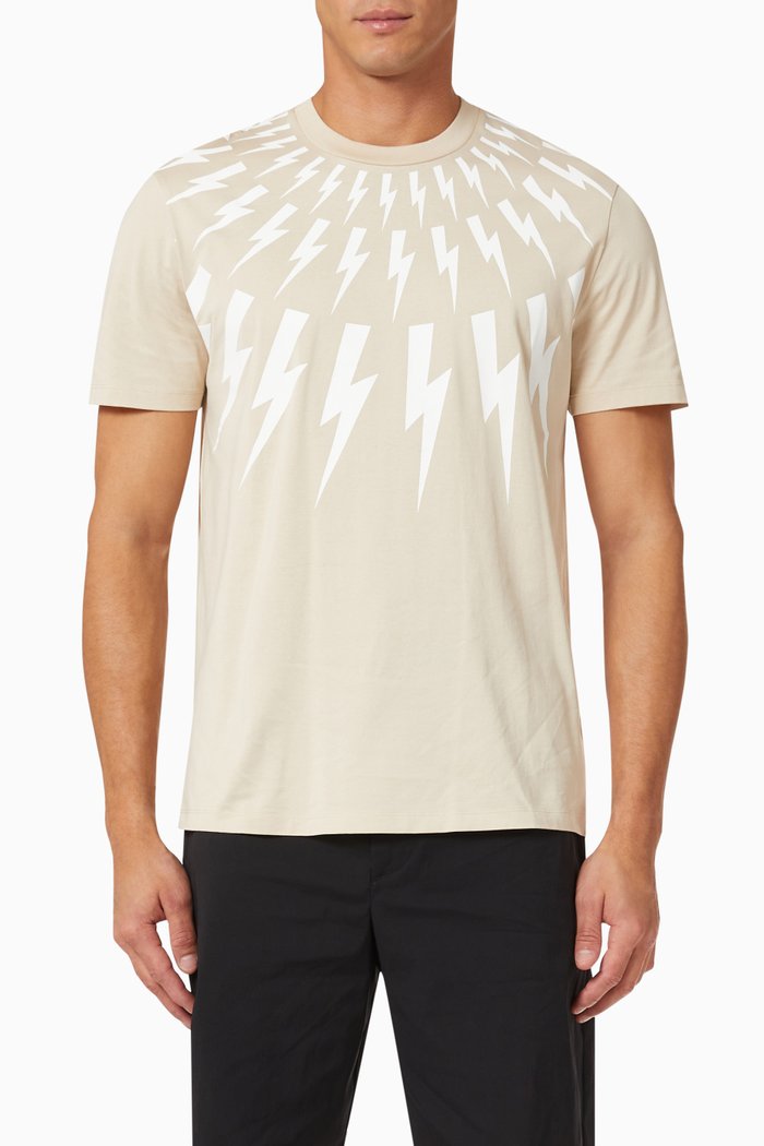 

Fair Isle Thunderbolt T-shirt in Cotton Jersey, Neutral