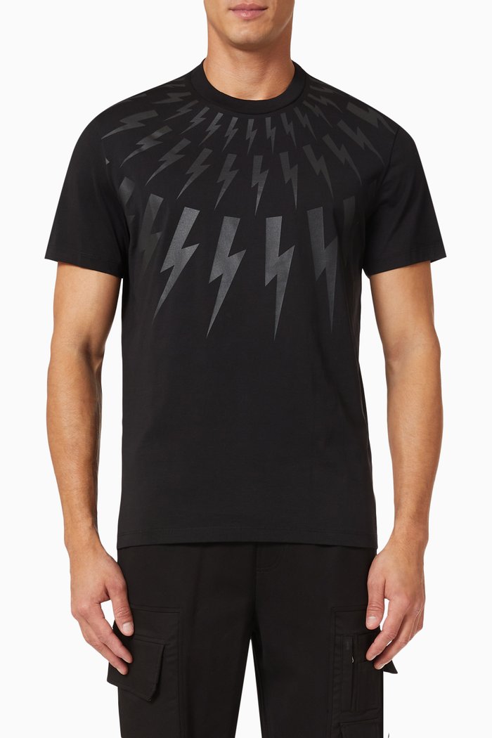 

Fair Isle Thunderbolt T-Shirt in Cotton Jersey, Black