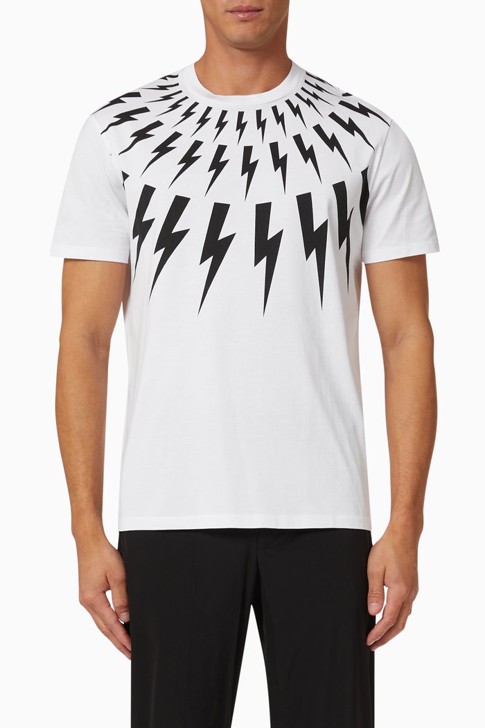 

Fair Isle Thunderbolt T-Shirt in Cotton Jersey, White