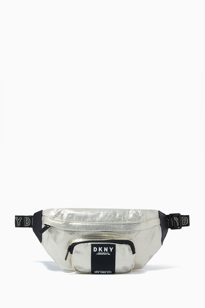 

Metallic Logo Patch Waist Bag, Gold