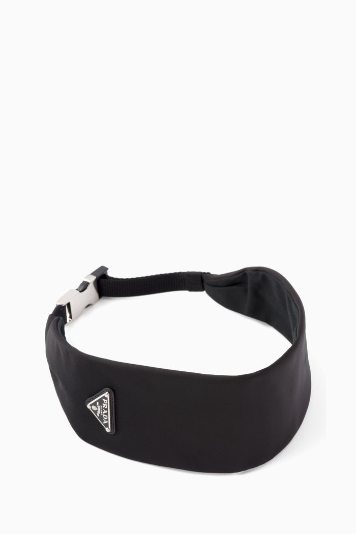 

Buckled Triangle Logo Headband in Re-nylon, Black