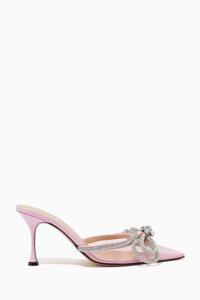 

Double Bow Crystal Mules in PVC, Pink