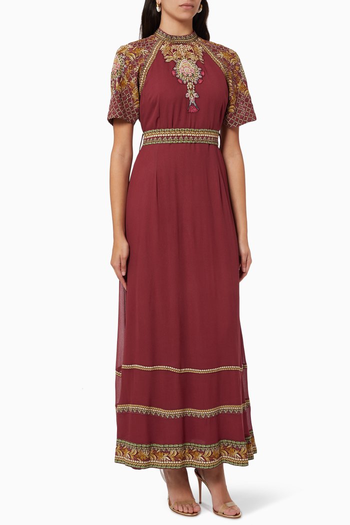 

Embellished Maxi Dress in Georgette, Pink