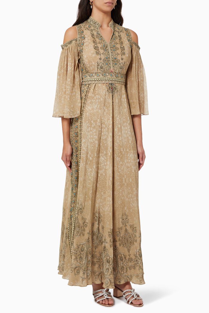 

Embellished Maxi Dress in Georgette, Neutral