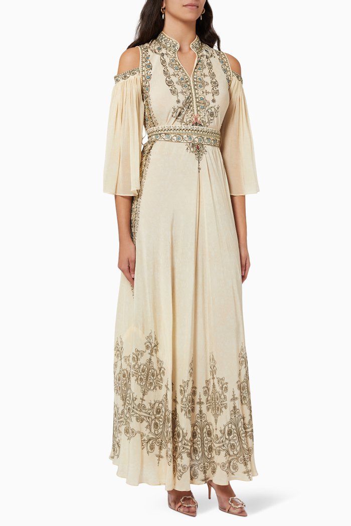 

Embellished Maxi Dress in Georgette, White