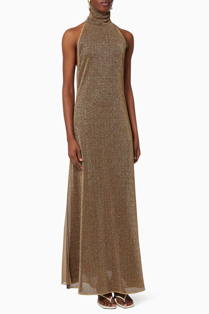 

Lumiere Turtleneck Dress, Gold