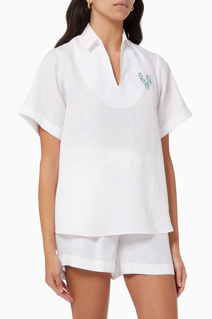 Anchie Top in Linen, White