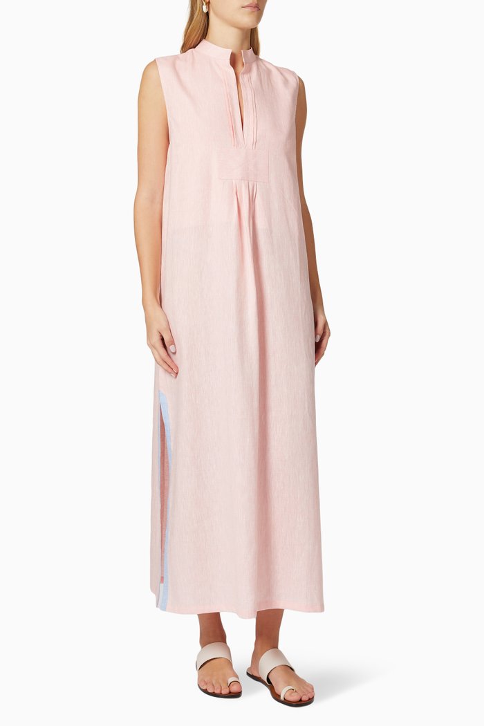 Kora Dress in Linen, Pink
