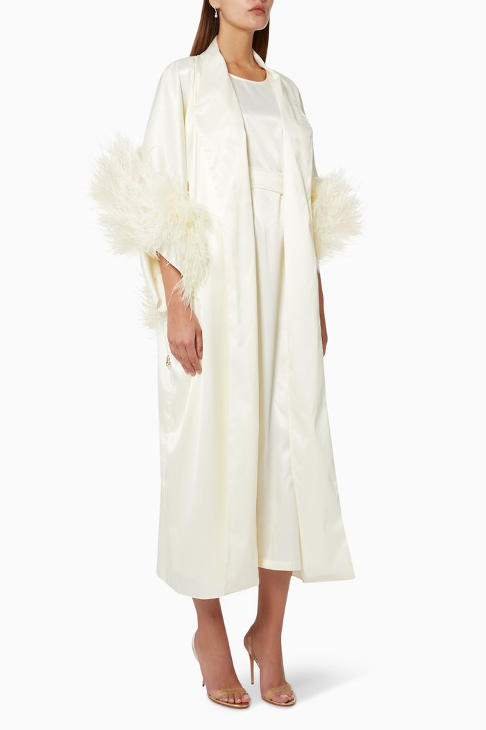 

Sunshine Feather Trim Kaftan Set, Yellow