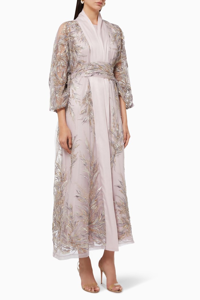

Embellished Abaya & Inner Dress Set, Purple