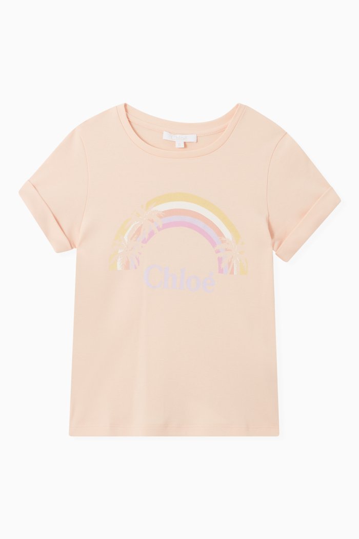

Rainbow Print T-Shirt in Jersey, Pink