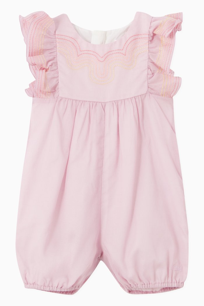 

Ruffled Romper in Cotton, Purple
