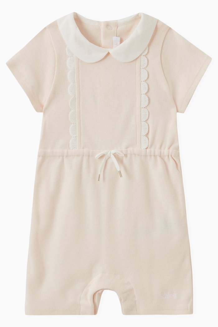 

Contrast Collar Romper in Cotton, Pink