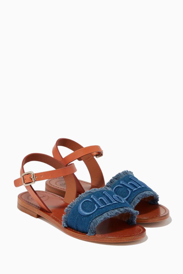 

Sandals in Nappa Cowhide & Denim, Multicolour