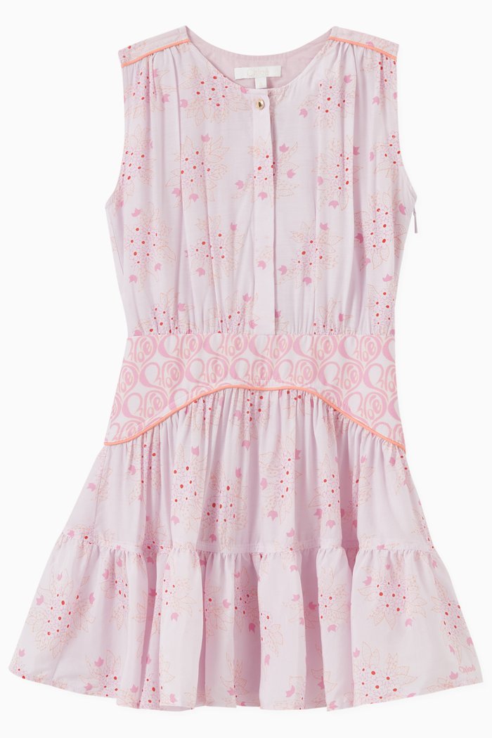 

Logo Embroidered Dress in Cotton, Pink