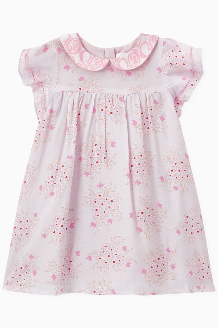 

Floral Dress in Viscose and Silk, Pink