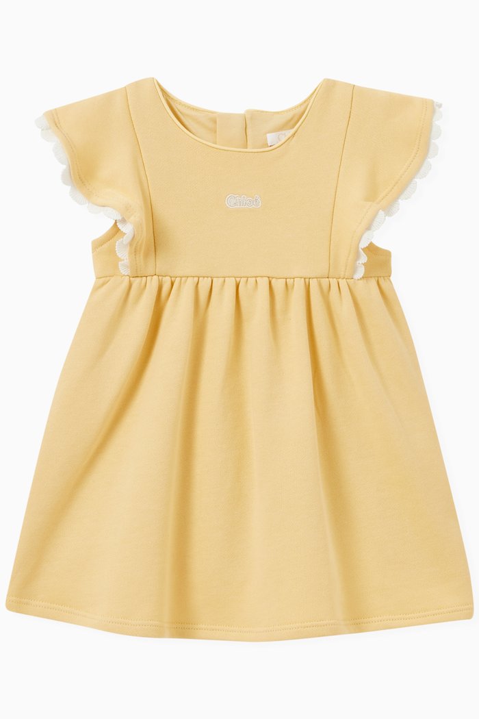 

Scallop Trim Dress in Jersey, Yellow