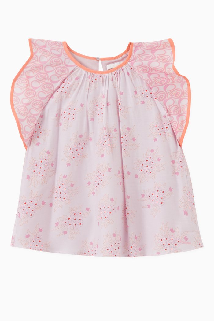 

Floral Top in Viscose & Silk, Pink