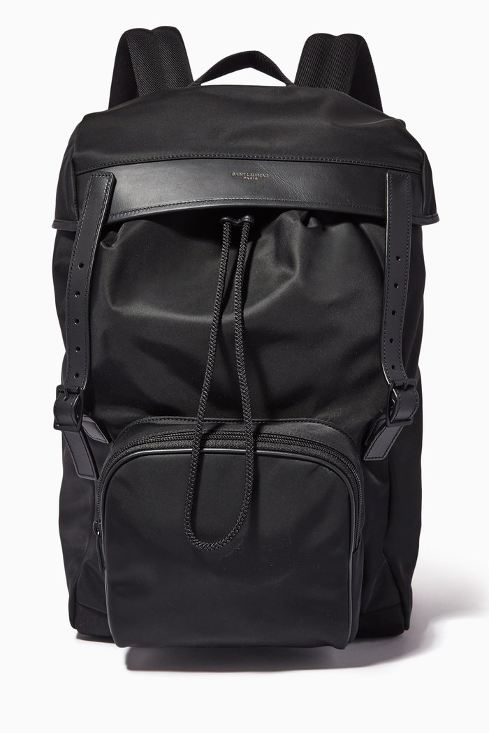 

City Flap Backpack in Recycled Nylon & Leather, Black