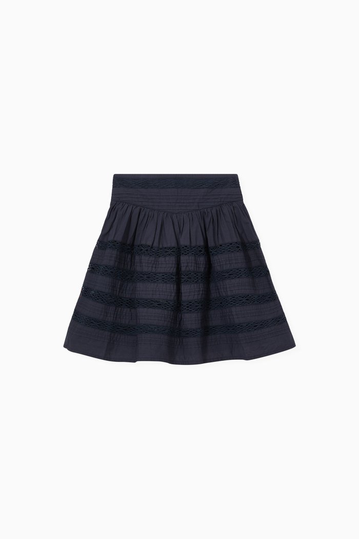 Layered Lace Skirt in Organic Cotton, Blue