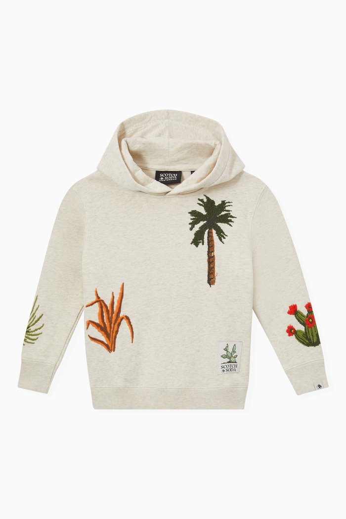 

Embroidered Artwork Hoodie in Cotton, Neutral