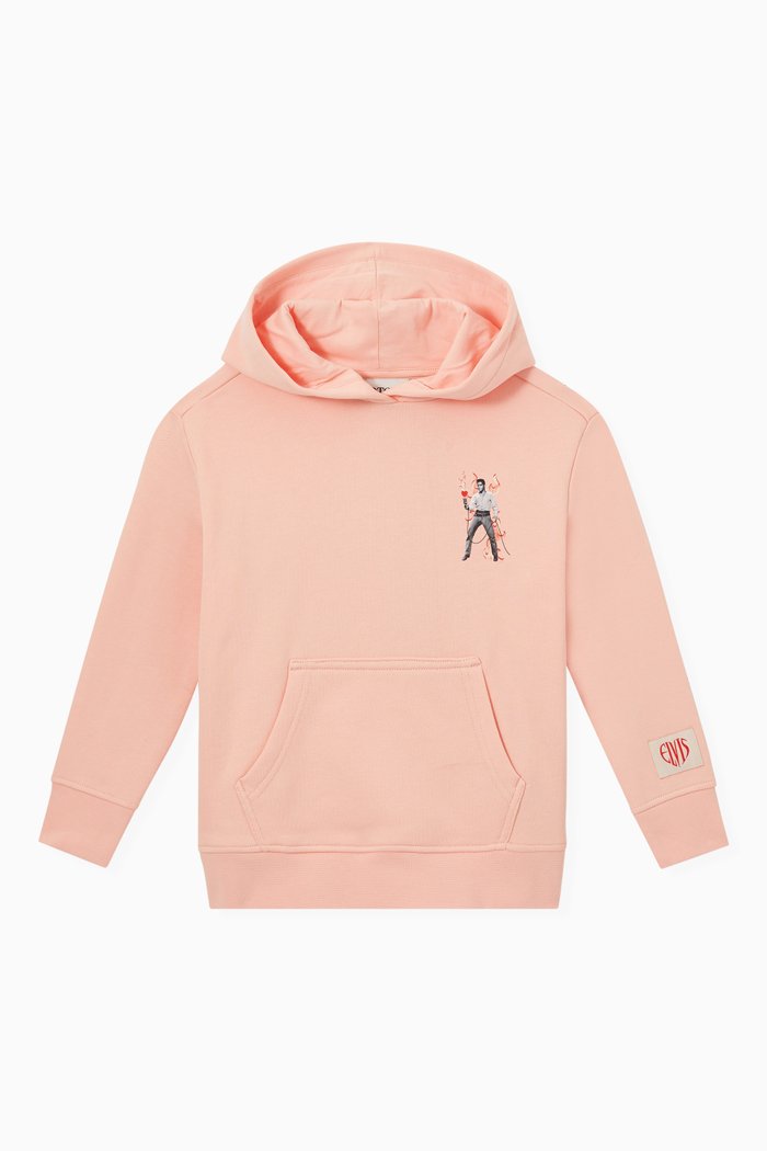 

Graphic Hoodie in Cotton, Pink