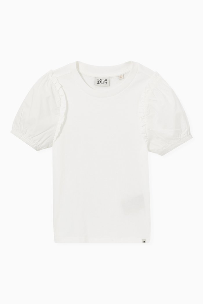 

Balloon-sleeved T-shirt in Cotton, Neutral