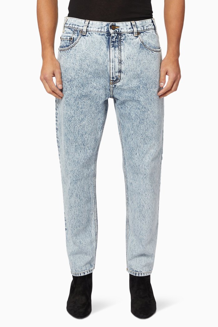 

Baggy Cropped Jeans in Organic Cotton Denim, Blue