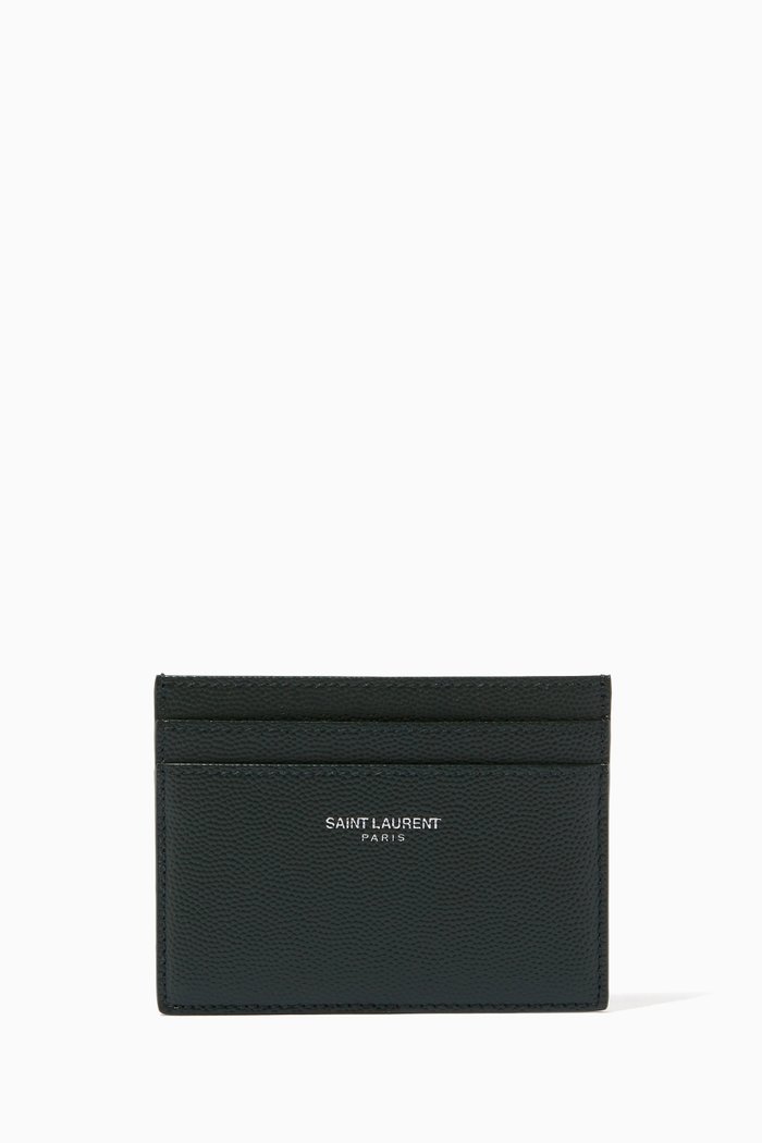 

Card Case in Grain de Poudre Embossed Leather, Green
