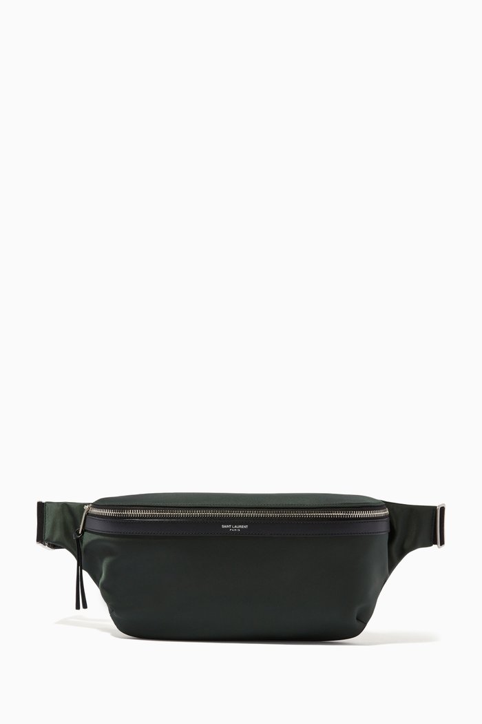 

City Belt Bag in Recycled Nylon & Leather, Green