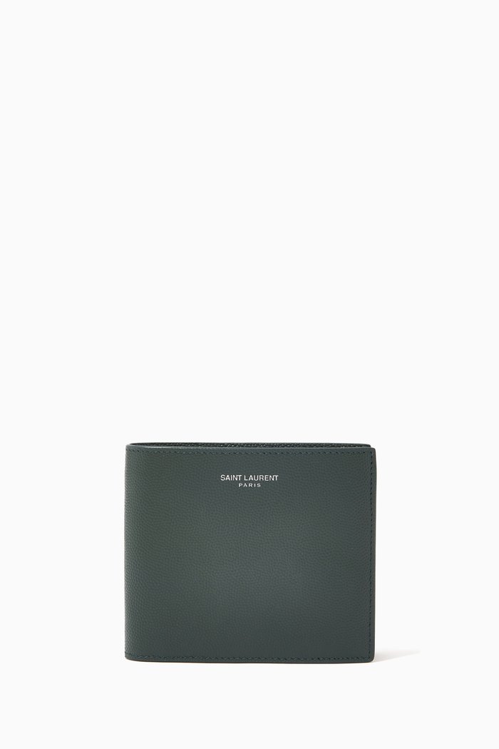 

East/West Wallet in Grain De Poudre Embossed Leather, Green
