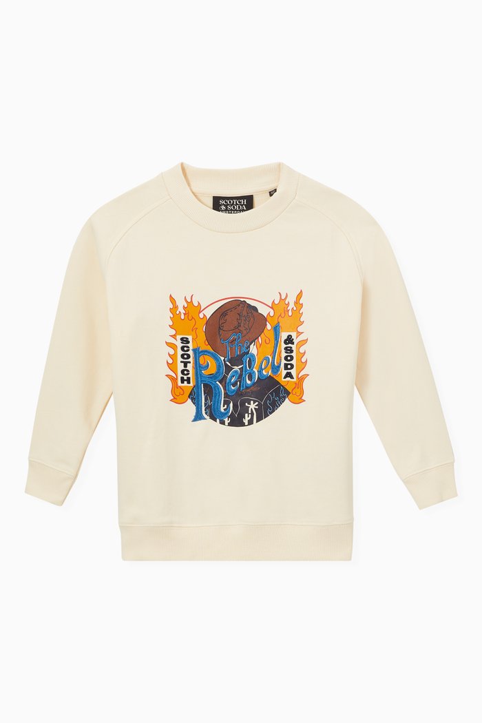 

Embroidered Sweatshirt in Cotton, Neutral