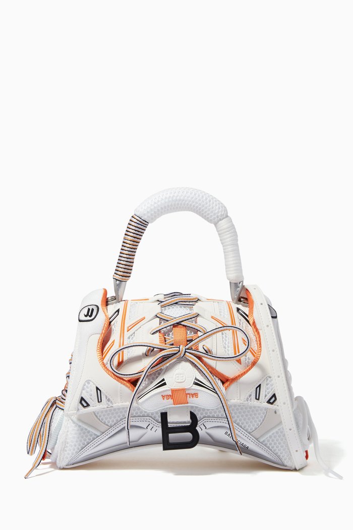 Sneakerhead Top Handle Bag in Mixed Fabric, White