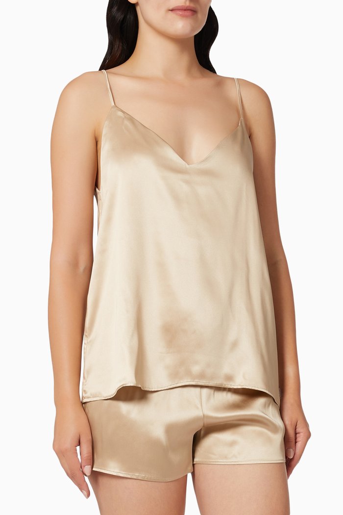 

V-neck Top in Mulberry Silk, Neutral